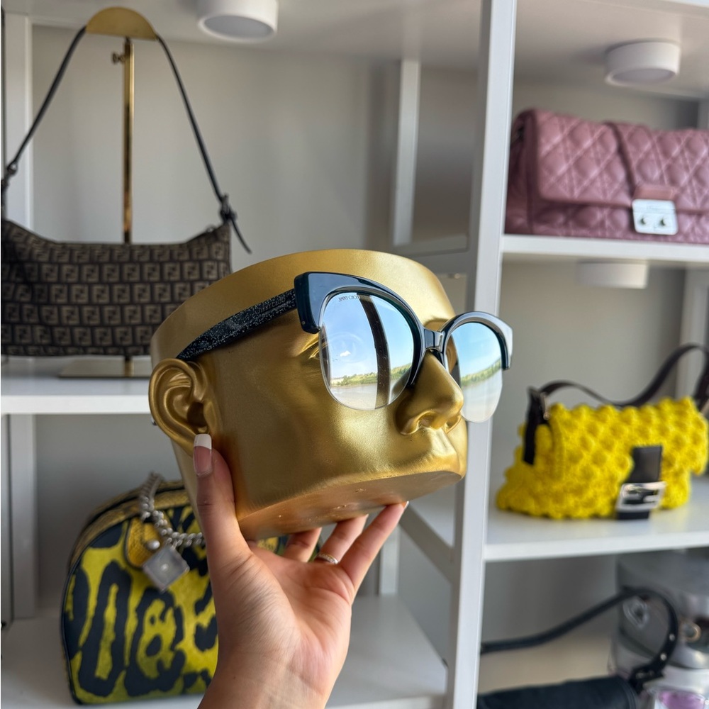 Jimmy Choo Blue Glitter Frame Sunglasses